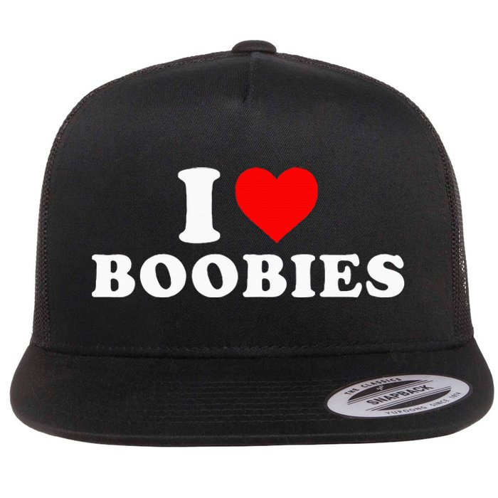 I Heart Love Boobies Flat Bill Trucker Hat