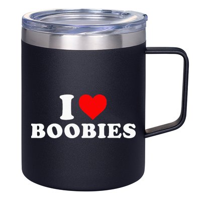 I Heart Love Boobies 12oz Stainless Steel Coffee Mug