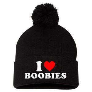 I Heart Love Boobies Pom Pom 12in Knit Beanie