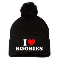 I Heart Love Boobies Pom Pom 12in Knit Beanie