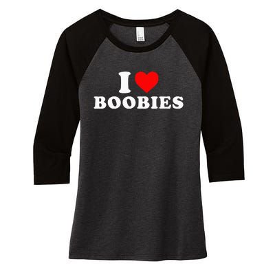 I Heart Love Boobies Women's Tri-Blend 3/4-Sleeve Raglan Shirt