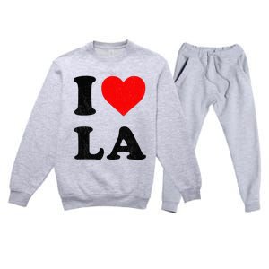 I Heart La Souvenir I Love Los Angeles Premium Crewneck Sweatsuit Set