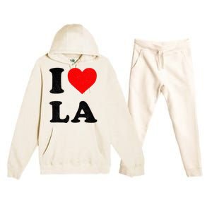 I Heart La Souvenir I Love Los Angeles Premium Hooded Sweatsuit Set