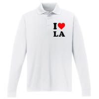 I Heart La Souvenir I Love Los Angeles Performance Long Sleeve Polo