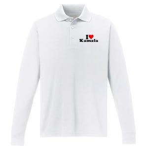 I Heart Love Kamala Harris Performance Long Sleeve Polo