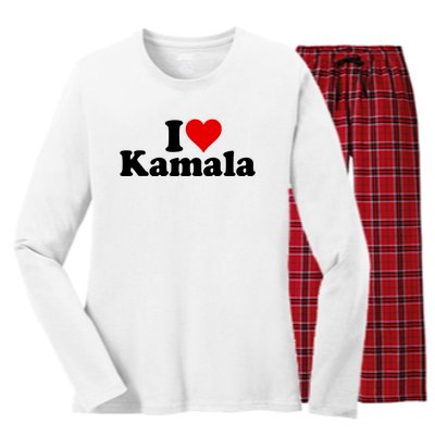 I Heart Love Kamala Harris Women's Long Sleeve Flannel Pajama Set 