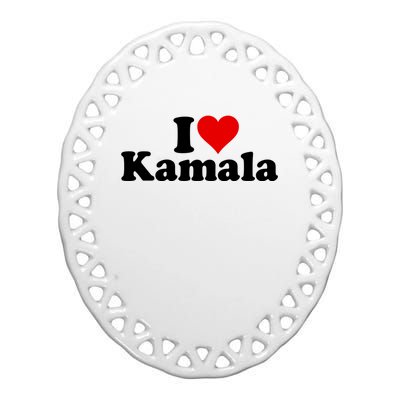 I Heart Love Kamala Harris Ceramic Oval Ornament