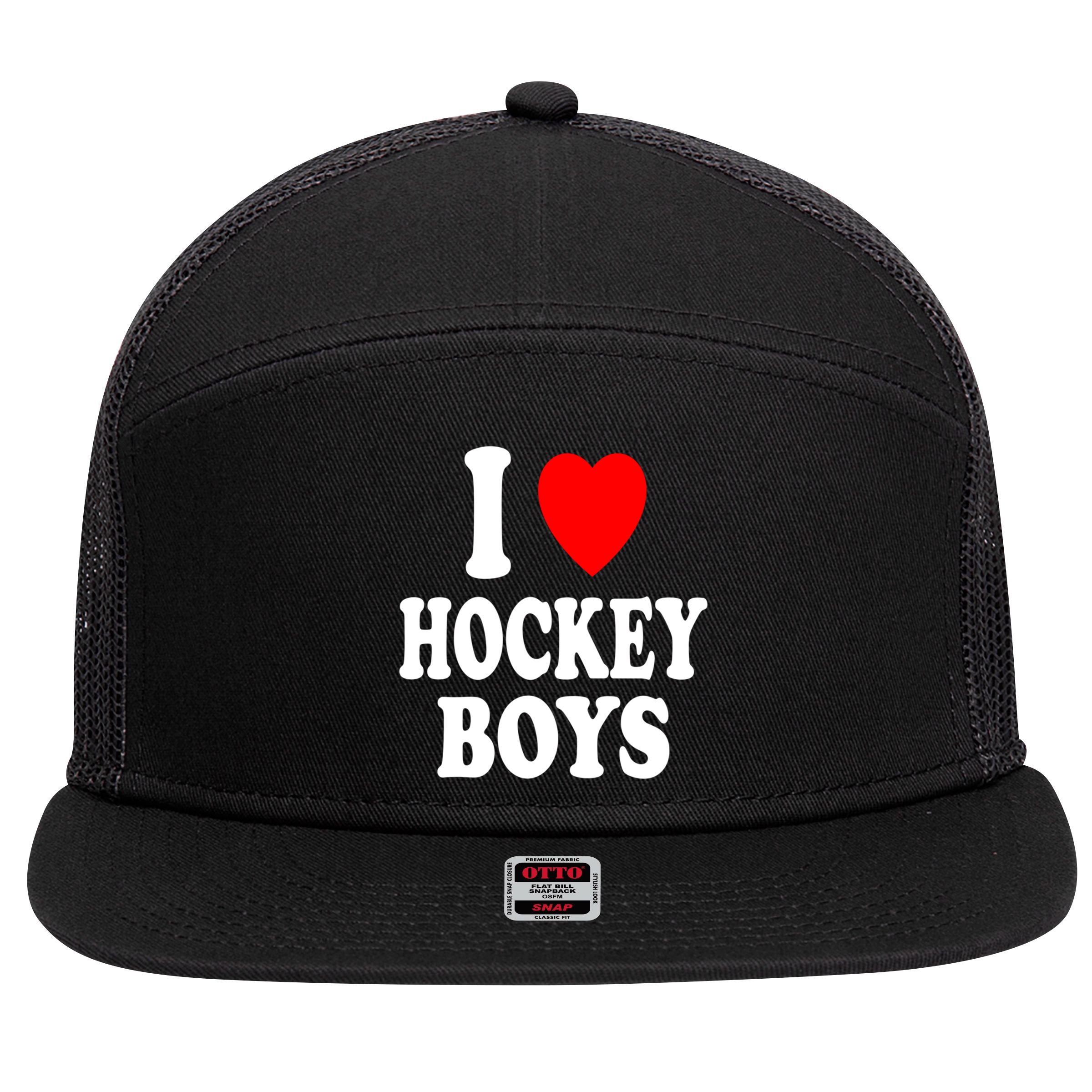 I Heart (Love) Hockey Skating Ice Attraction Hot Sexy Gift 7 Panel Mesh Trucker Snapback Hat