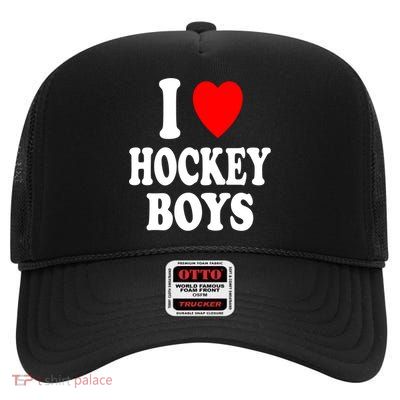 I Heart (Love) Hockey Skating Ice Attraction Hot Sexy Gift High Crown Mesh Back Trucker Hat