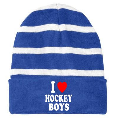 I Heart (Love) Hockey Skating Ice Attraction Hot Sexy Gift Striped Beanie with Solid Band