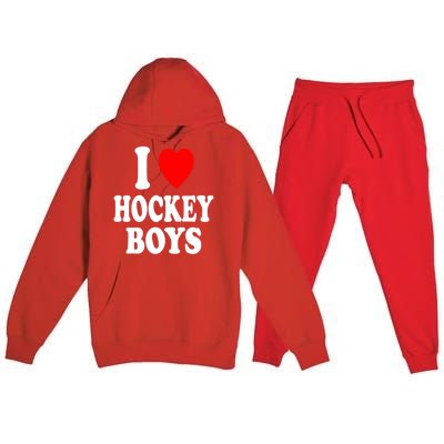 I Heart (Love) Hockey Skating Ice Attraction Hot Sexy Gift Premium Hooded Sweatsuit Set