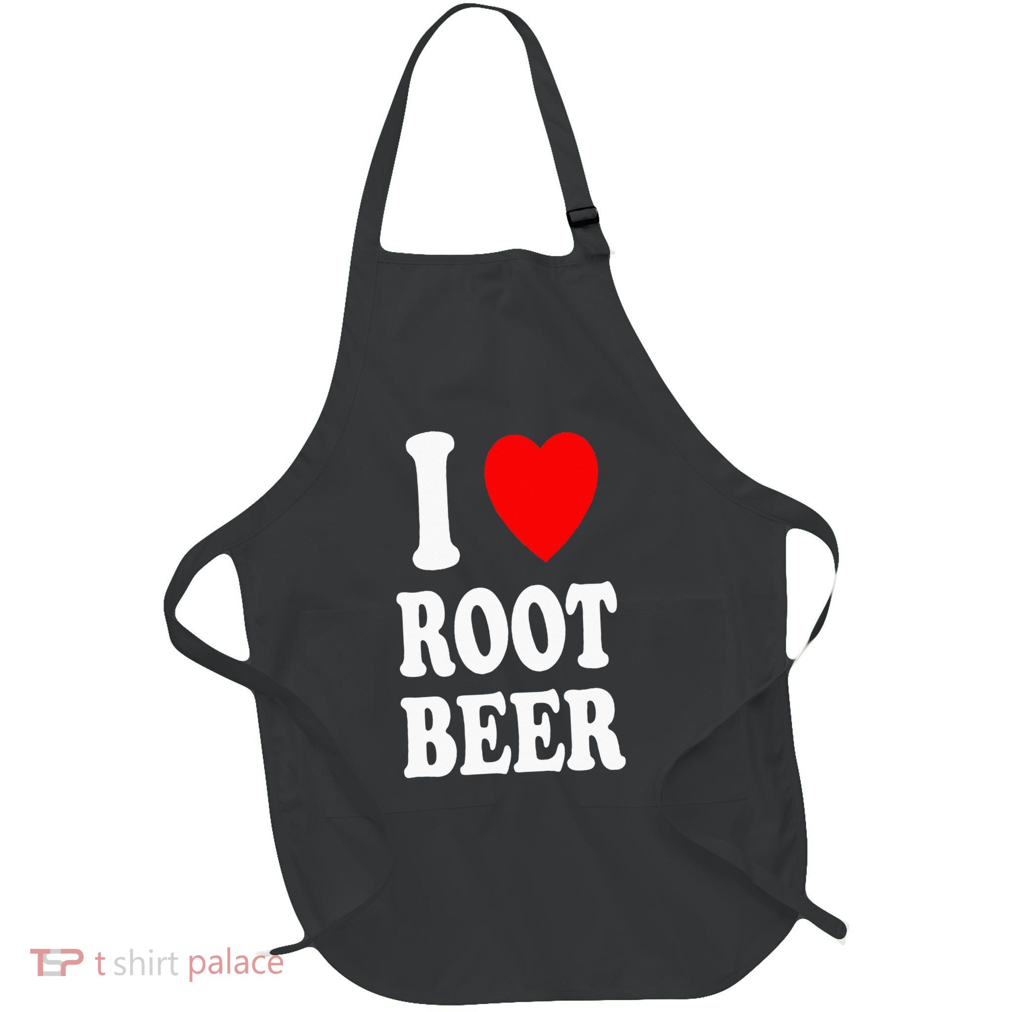 I Heart (Love) Root Beer Favorite Soda Soft Drink Float Full-Length Apron With Pockets