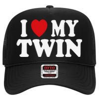 I HEART LOVE MY TWIN High Crown Mesh Back Trucker Hat