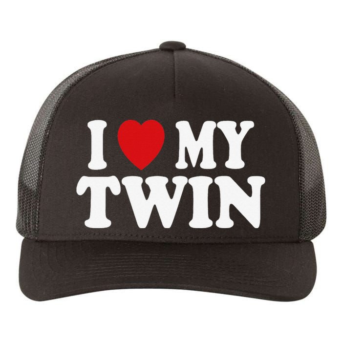 I HEART LOVE MY TWIN Yupoong Adult 5-Panel Trucker Hat