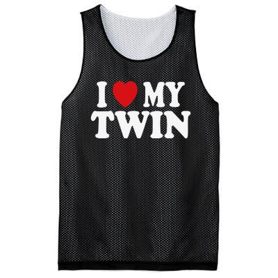 I HEART LOVE MY TWIN Mesh Reversible Basketball Jersey Tank