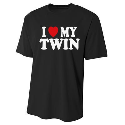 I HEART LOVE MY TWIN Performance Sprint T-Shirt