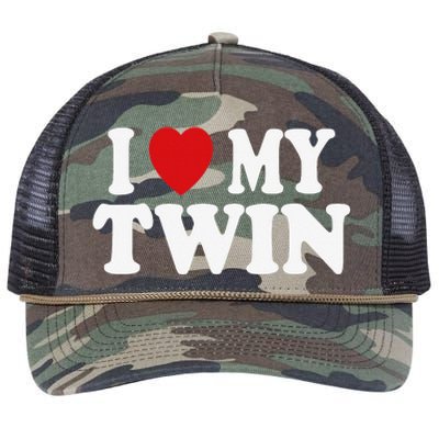 I HEART LOVE MY TWIN Retro Rope Trucker Hat Cap