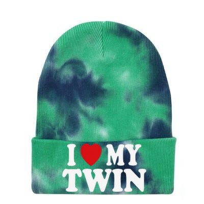 I HEART LOVE MY TWIN Tie Dye 12in Knit Beanie