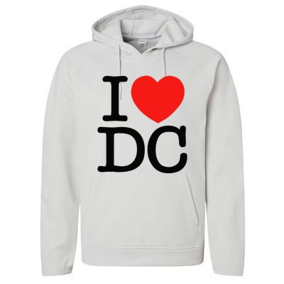 I Heart Love Washington WA DC Classic Font Performance Fleece Hoodie