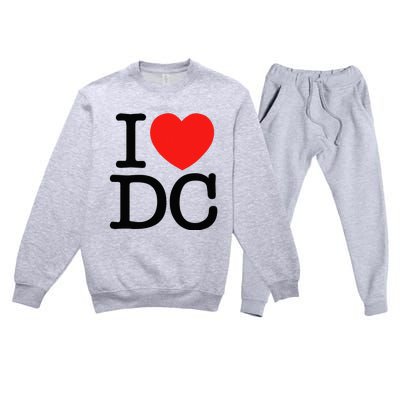 I Heart Love Washington WA DC Classic Font Premium Crewneck Sweatsuit Set