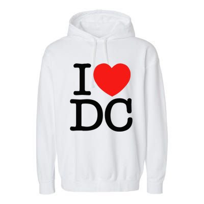 I Heart Love Washington WA DC Classic Font Garment-Dyed Fleece Hoodie