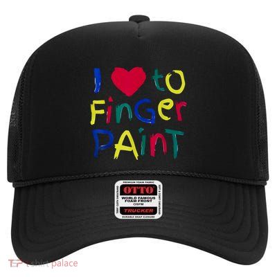 I Heart Love To Finger Paint IM Paint Cute Couple Valentine High Crown Mesh Back Trucker Hat