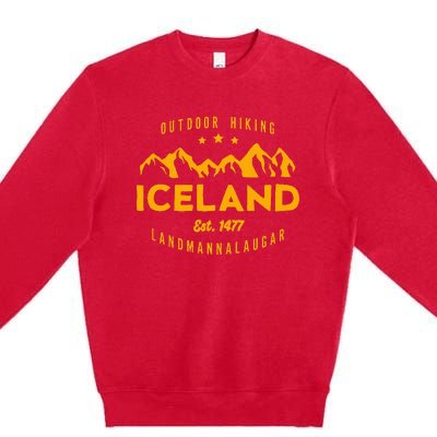 Iceland Hiking Landmannalaugar Est. 1477 Premium Crewneck Sweatshirt