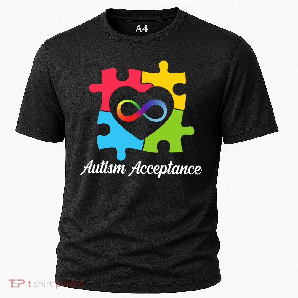 Infinity Heart Love Autism Awareness Acceptance Cooling Performance Crew T-Shirt