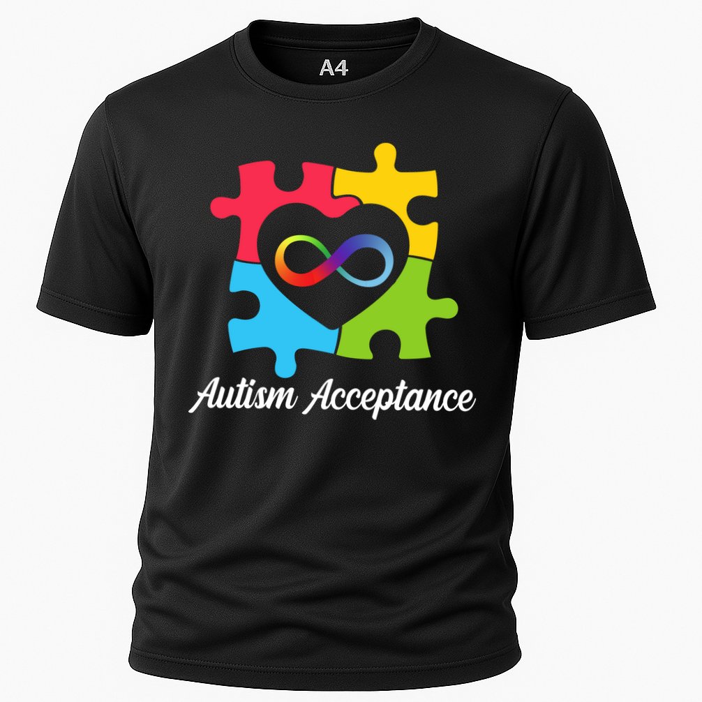 Infinity Heart Love Autism Awareness Acceptance Cooling Performance Crew T-Shirt