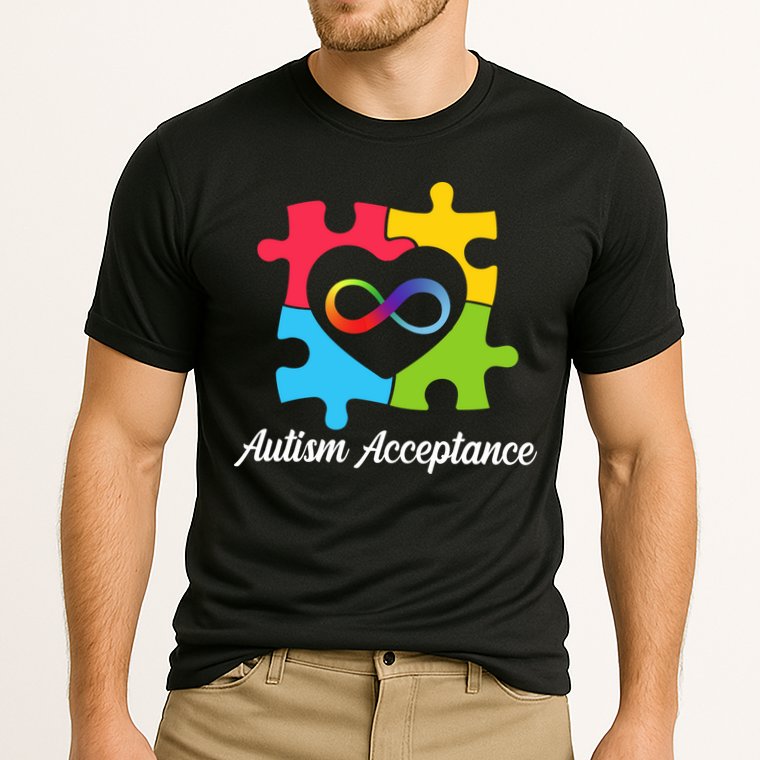 Infinity Heart Love Autism Awareness Acceptance Cooling Performance Crew T-Shirt