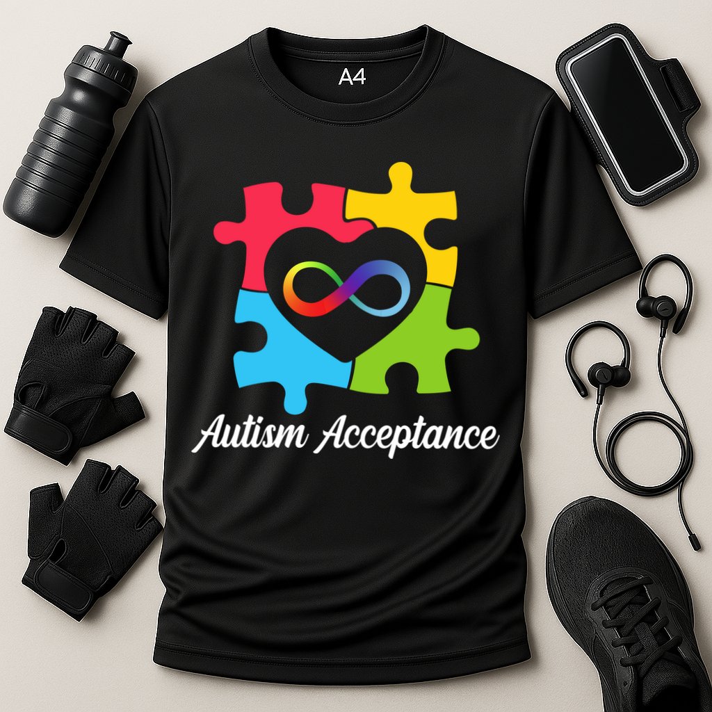 Infinity Heart Love Autism Awareness Acceptance Cooling Performance Crew T-Shirt