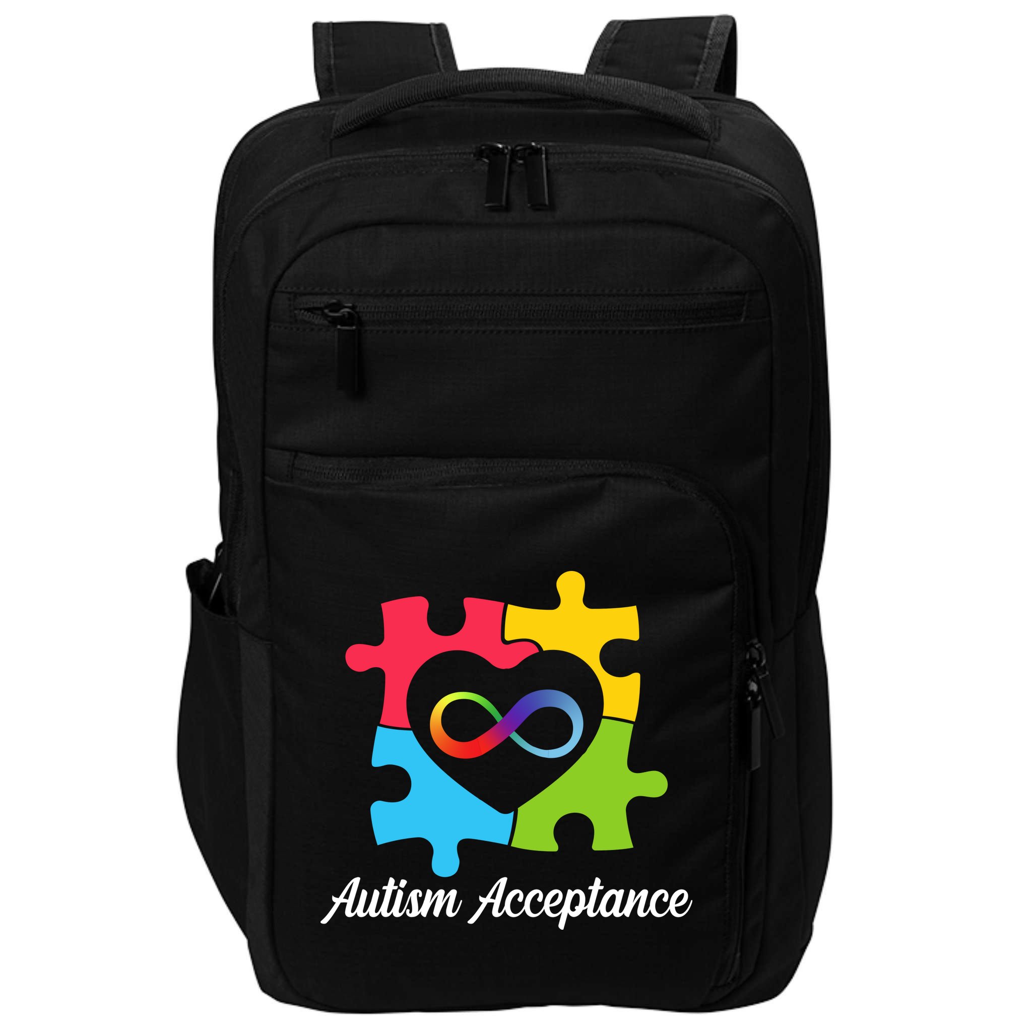 Infinity Heart Love Autism Awareness Acceptance Impact Tech Backpack