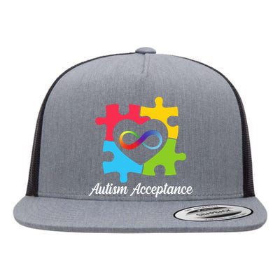 Infinity Heart Love Autism Awareness Acceptance Flat Bill Trucker Hat