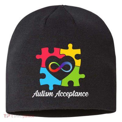 Infinity Heart Love Autism Awareness Acceptance Sustainable Beanie
