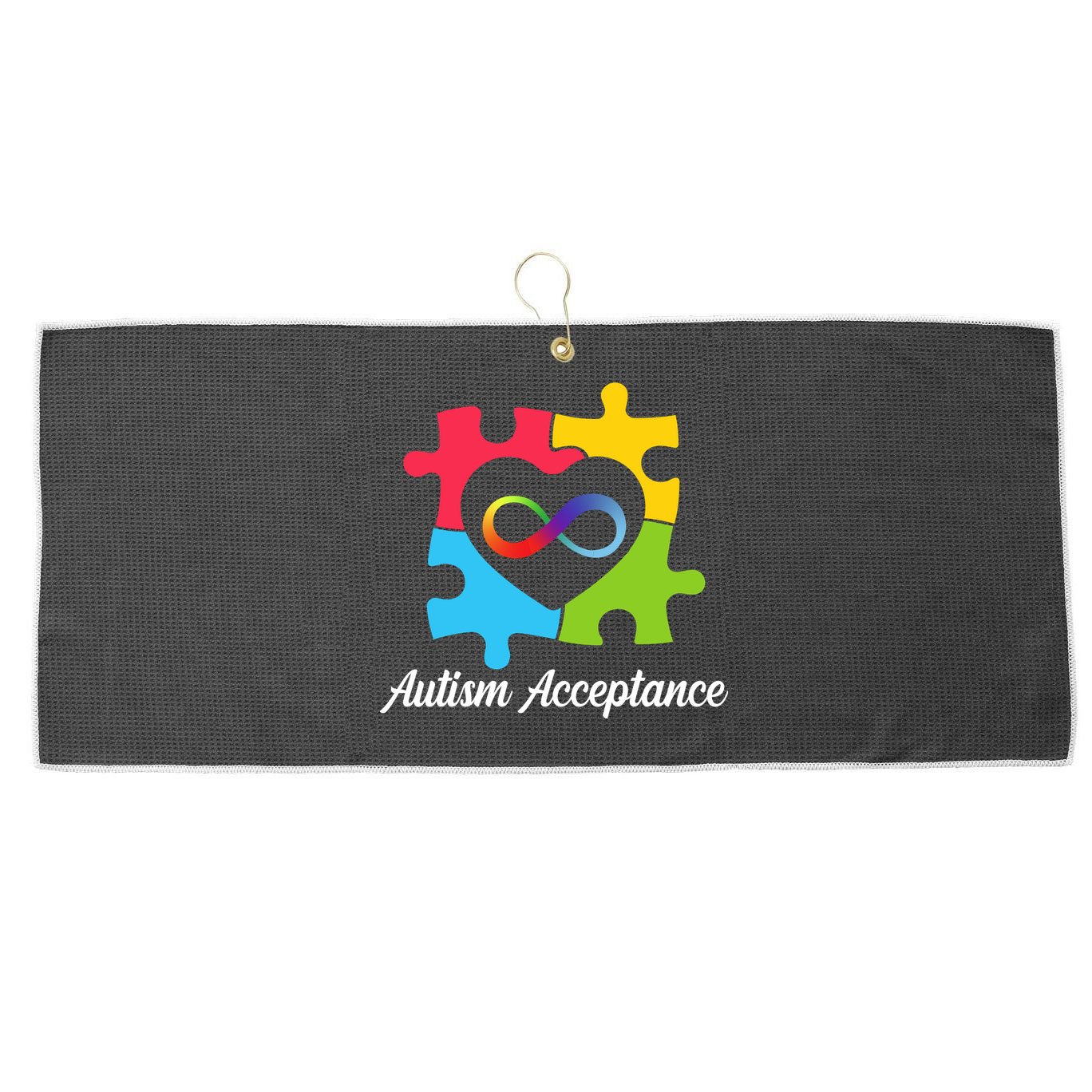 Infinity Heart Love Autism Awareness Acceptance Large Microfiber Waffle Golf Towel