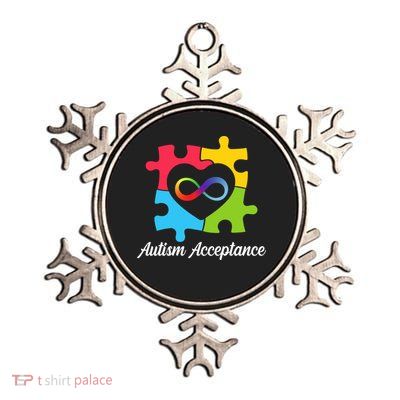 Infinity Heart Love Autism Awareness Acceptance Metallic Star Ornament