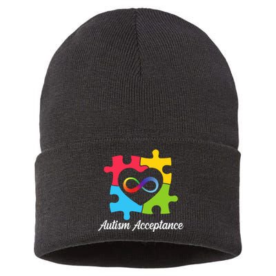 Infinity Heart Love Autism Awareness Acceptance Sustainable Knit Beanie