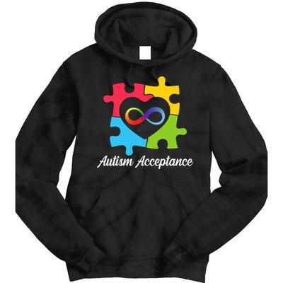 Infinity Heart Love Autism Awareness Acceptance Tie Dye Hoodie