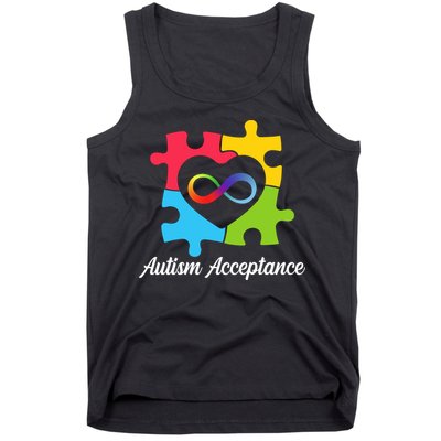 Infinity Heart Love Autism Awareness Acceptance Tank Top