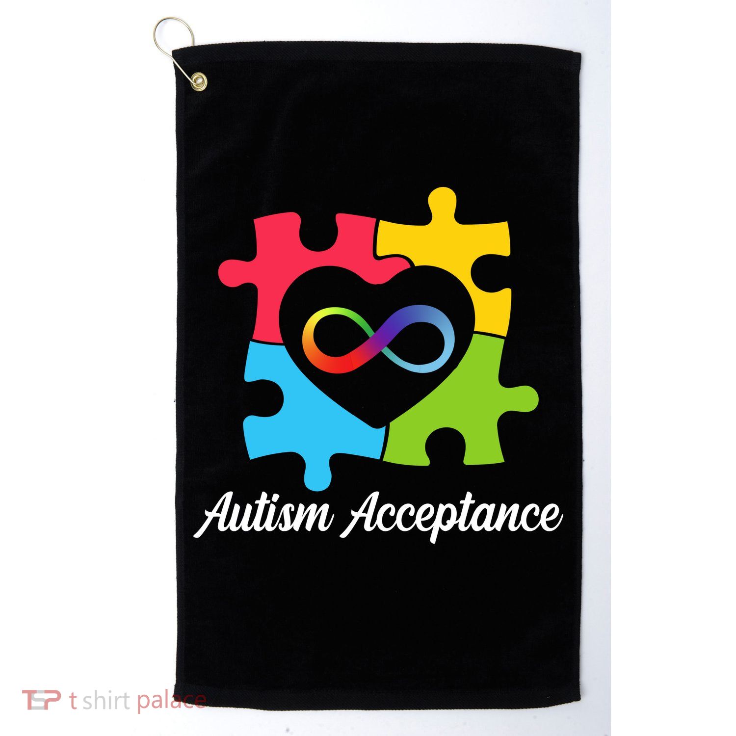 Infinity Heart Love Autism Awareness Acceptance Golf Towel