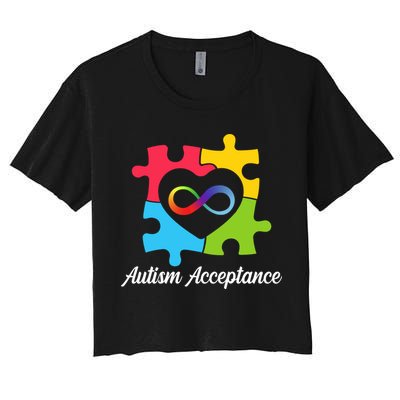 Infinity Heart Love Autism Awareness Acceptance Crop Top