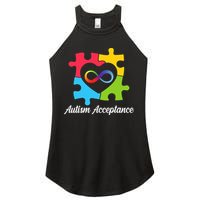 Infinity Heart Love Autism Awareness Acceptance Women's Perfect Tri Rocker Tank
