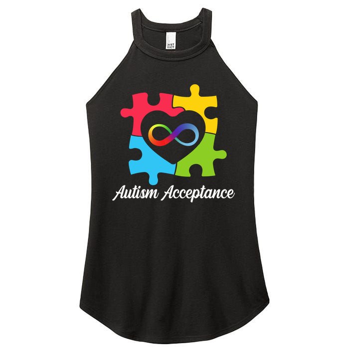 Infinity Heart Love Autism Awareness Acceptance Women's Perfect Tri Rocker Tank