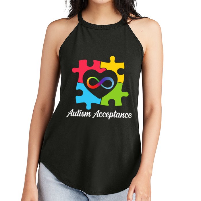 Infinity Heart Love Autism Awareness Acceptance Women's Perfect Tri Rocker Tank