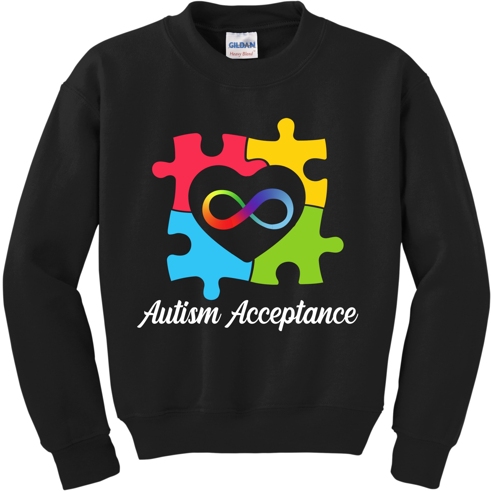 Infinity Heart Love Autism Awareness Acceptance Kids Sweatshirt
