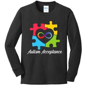 Infinity Heart Love Autism Awareness Acceptance Kids Long Sleeve Shirt