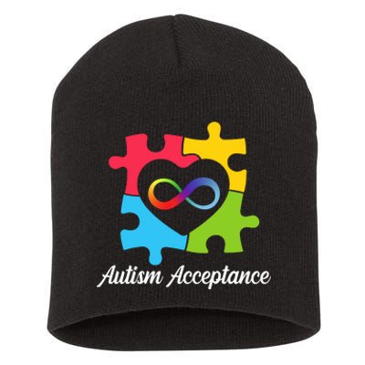 Infinity Heart Love Autism Awareness Acceptance Short Acrylic Beanie