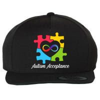 Infinity Heart Love Autism Awareness Acceptance Wool Snapback Cap