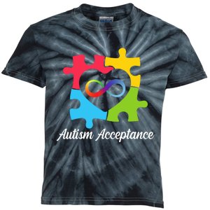 Infinity Heart Love Autism Awareness Acceptance Kids Tie-Dye T-Shirt