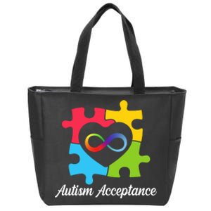 Infinity Heart Love Autism Awareness Acceptance Zip Tote Bag